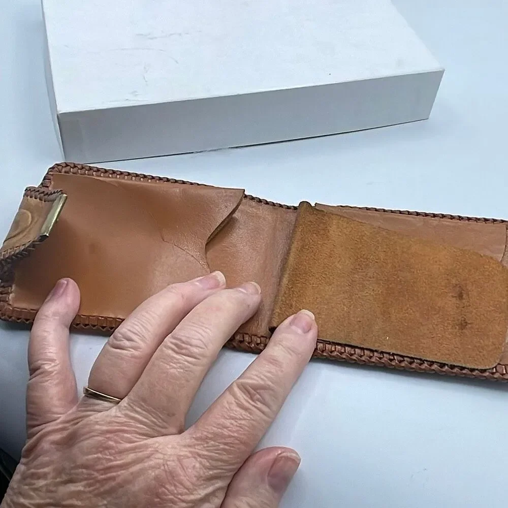 Vintage Handtooled leather Men’s wallet .